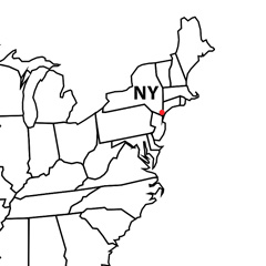 The location of New York City in the US state of New York