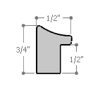 This 1/2 " frame features a scooped profile from a flat outer edge.  A matte white finish result is a classic yet modern border that can be matched with almost any artwork and decorating style.

1/2 " width: ideal for small artwork. This modern frame is suitable for a wide variety of art mediums, from photographs to paintings and giclee prints.