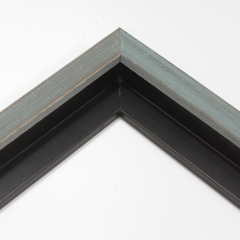 This simple, floater frame features rustic wood with a light wash. The natural grain and wood color shows through the sanded, grey-blue varnish, giving the frame a soft, antiqued appearance.

3/4 " wide: ideal for small and medium images.  Whether photography or paintings, rural scenes and simple images will look striking in this frame.